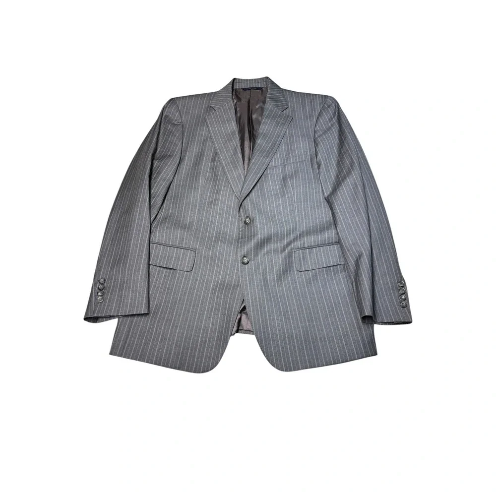 Brooks Brothers x Vitale Barberis 1818 Regent Grey Pinstripe Wool Mens 43R Italy